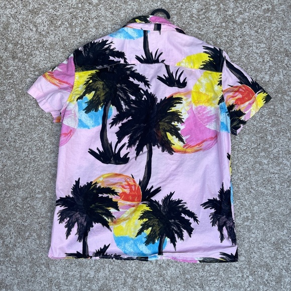 American Eagle Outfitters Tropical Print Short Sleeve Button Up Medium - Picture 2 of 5